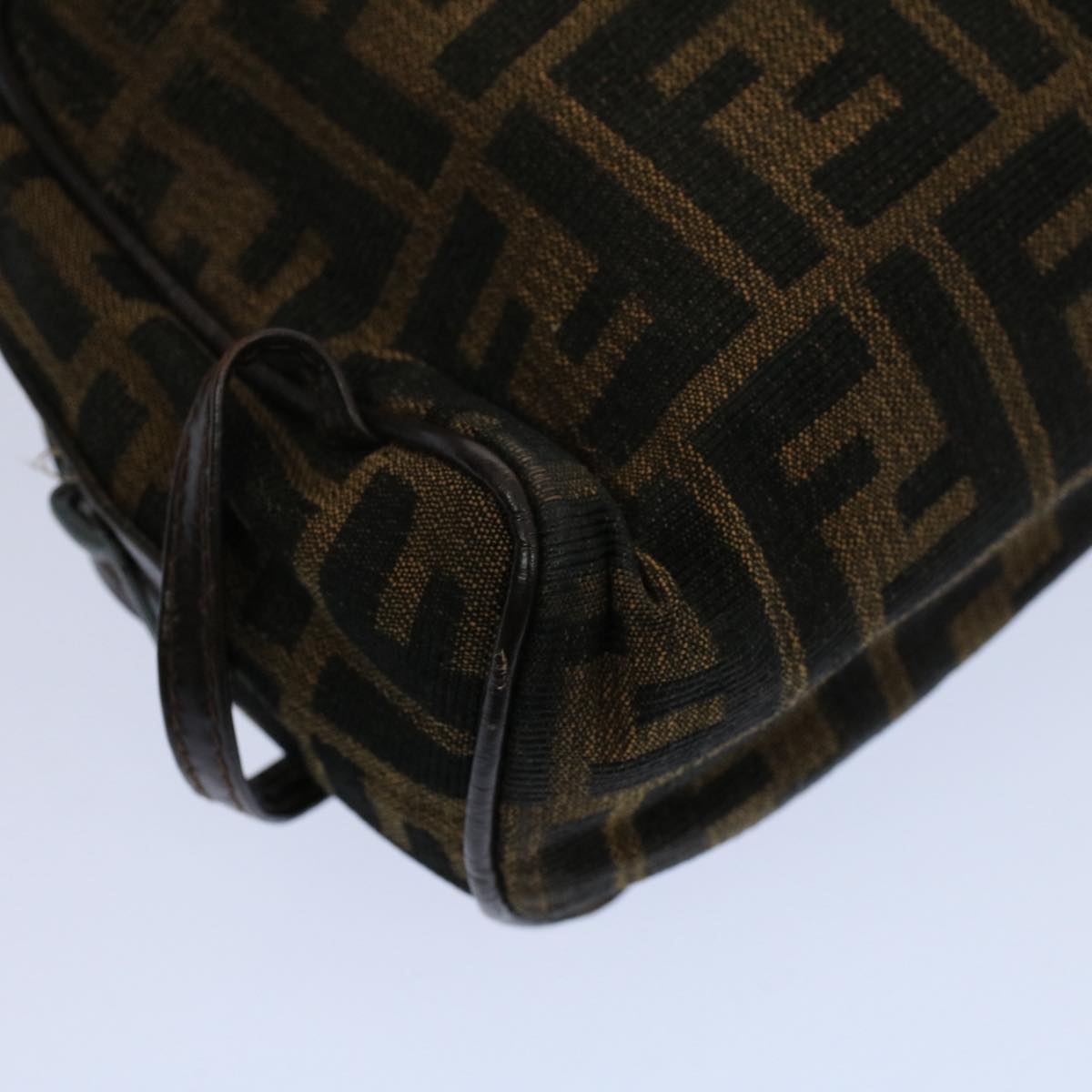 FENDI Zucca Canvas Zucchino Canvas Clutch Bag 2Set Brown Blackti1353