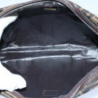 FENDI Zucca Canvas Zucchino Canvas Clutch Bag 2Set Brown Blackti1353
