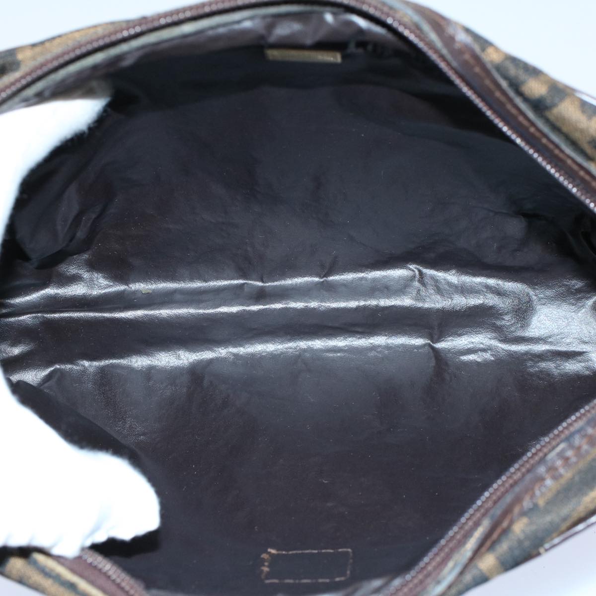 FENDI Zucca Canvas Zucchino Canvas Clutch Bag 2Set Brown Blackti1353