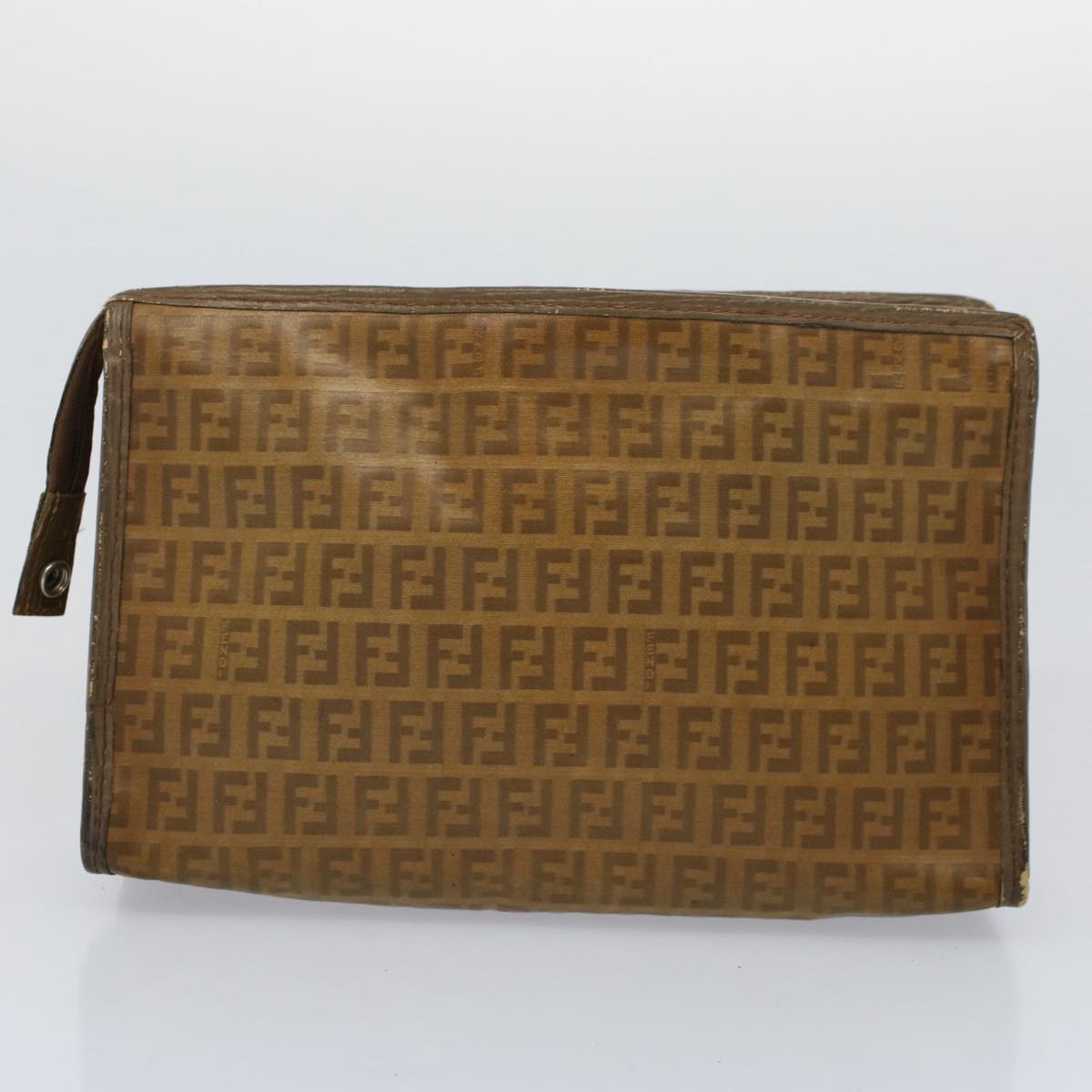 FENDI Zucca Canvas Zucchino Canvas Clutch Bag 2Set Brown Blackti1353