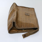 FENDI Zucca Canvas Zucchino Canvas Clutch Bag 2Set Brown Blackti1353