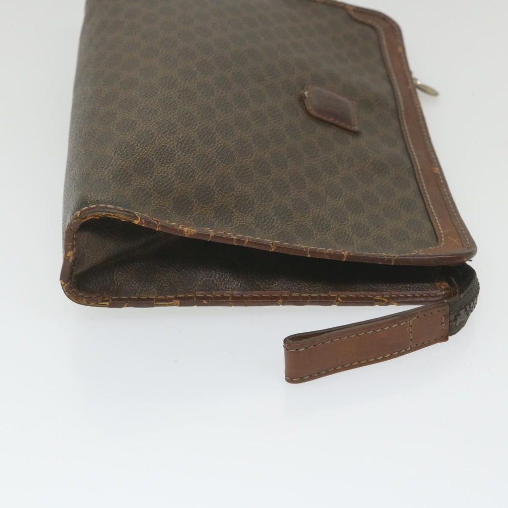 CELINE Macadam Canvas Clutch Bag PVC Leather Brown Auth ti1357
