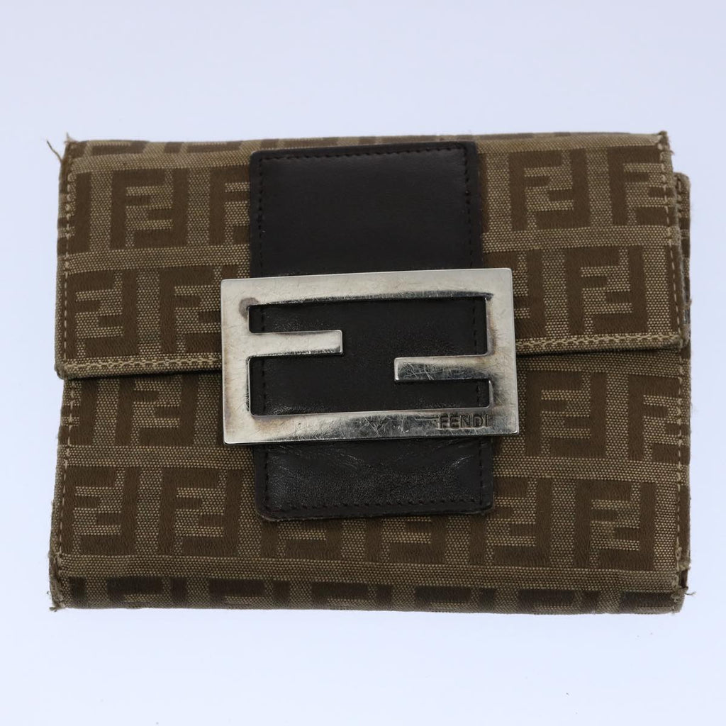 FENDI Zucchino Canvas Zucca Canvas Wallet 2Set Black Brownti1399