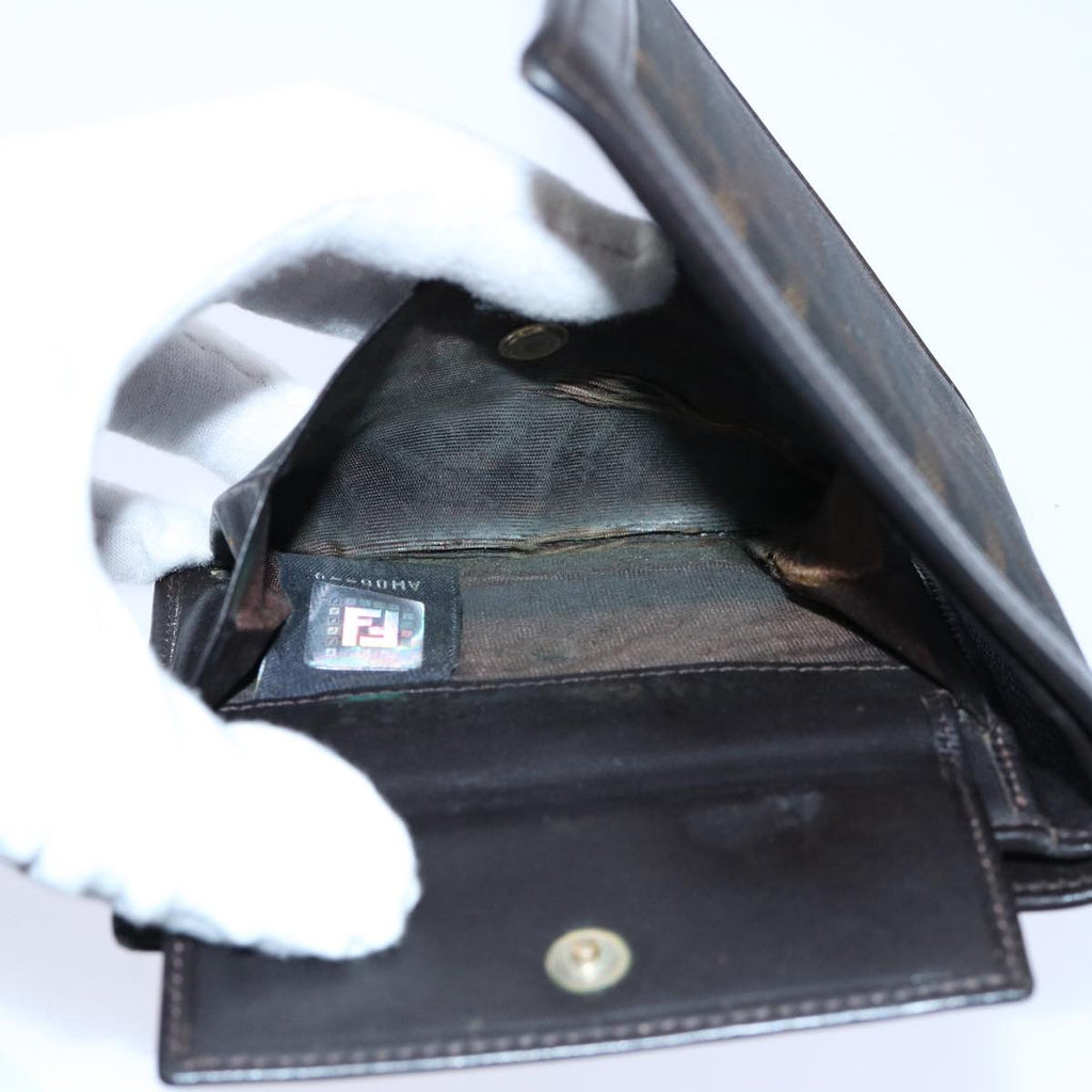 FENDI Zucchino Canvas Zucca Canvas Wallet 2Set Black Brownti1399
