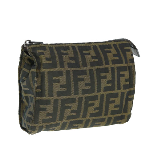 FENDI Zucca Canvas Pouch Black Brownti1419