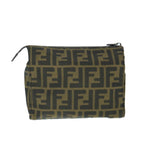 FENDI Zucca Canvas Pouch Black Brownti1419