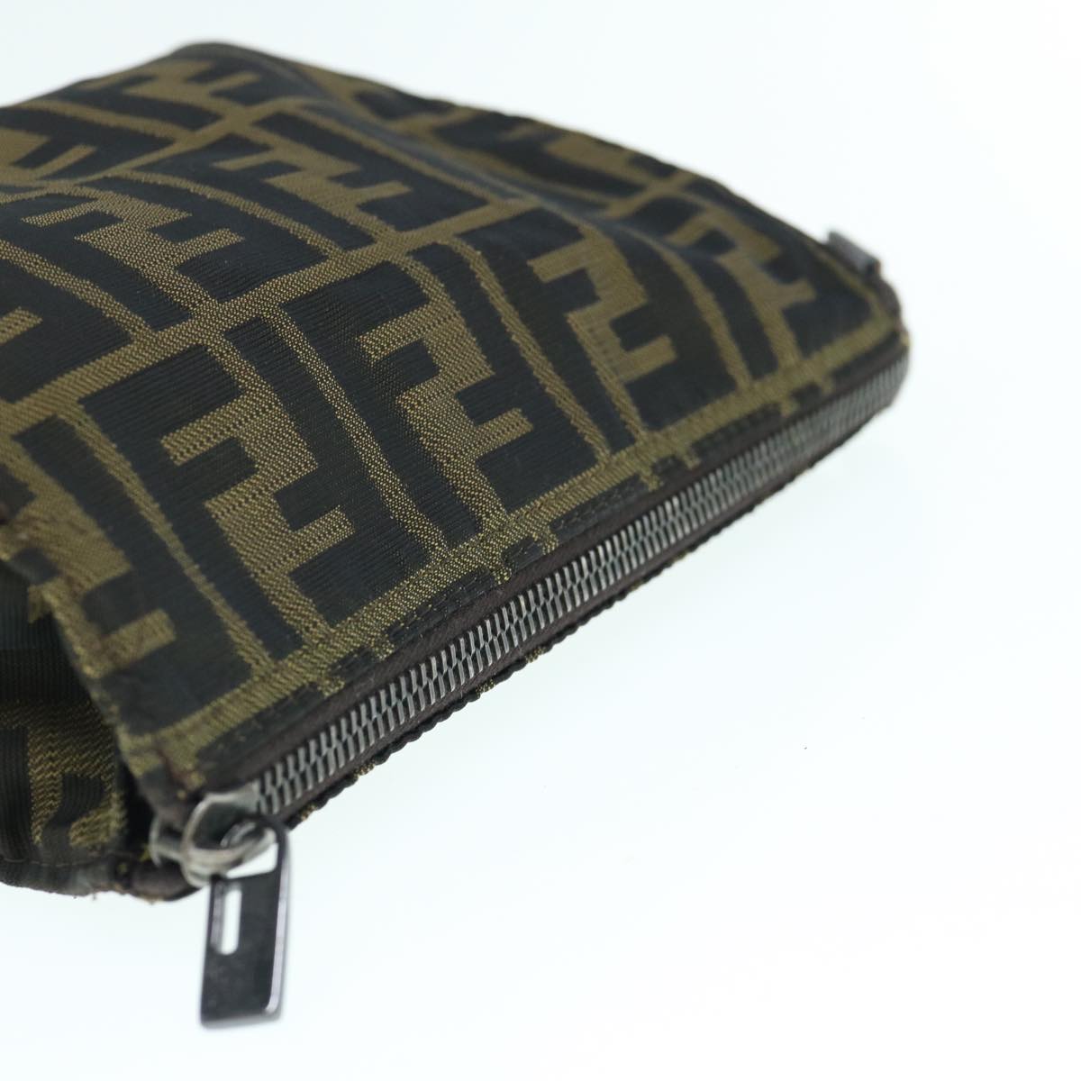 FENDI Zucca Canvas Pouch Black Brownti1419