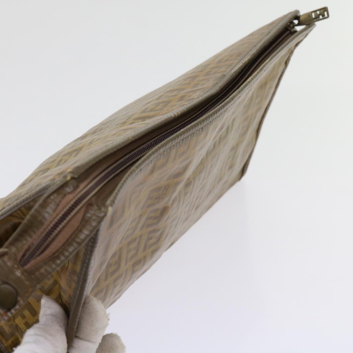 FENDI Zucca Canvas Shoulder Bag 2Set Brown Blackti1420