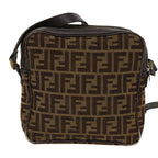 FENDI Zucca Canvas Shoulder Bag 2Set Brown Blackti1420