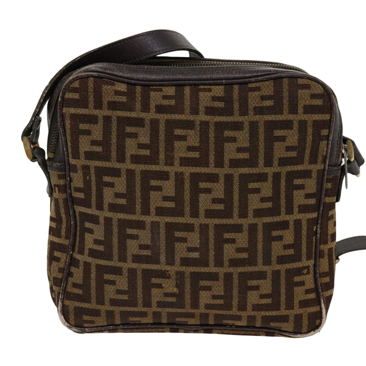 FENDI Zucca Canvas Shoulder Bag 2Set Brown Blackti1420