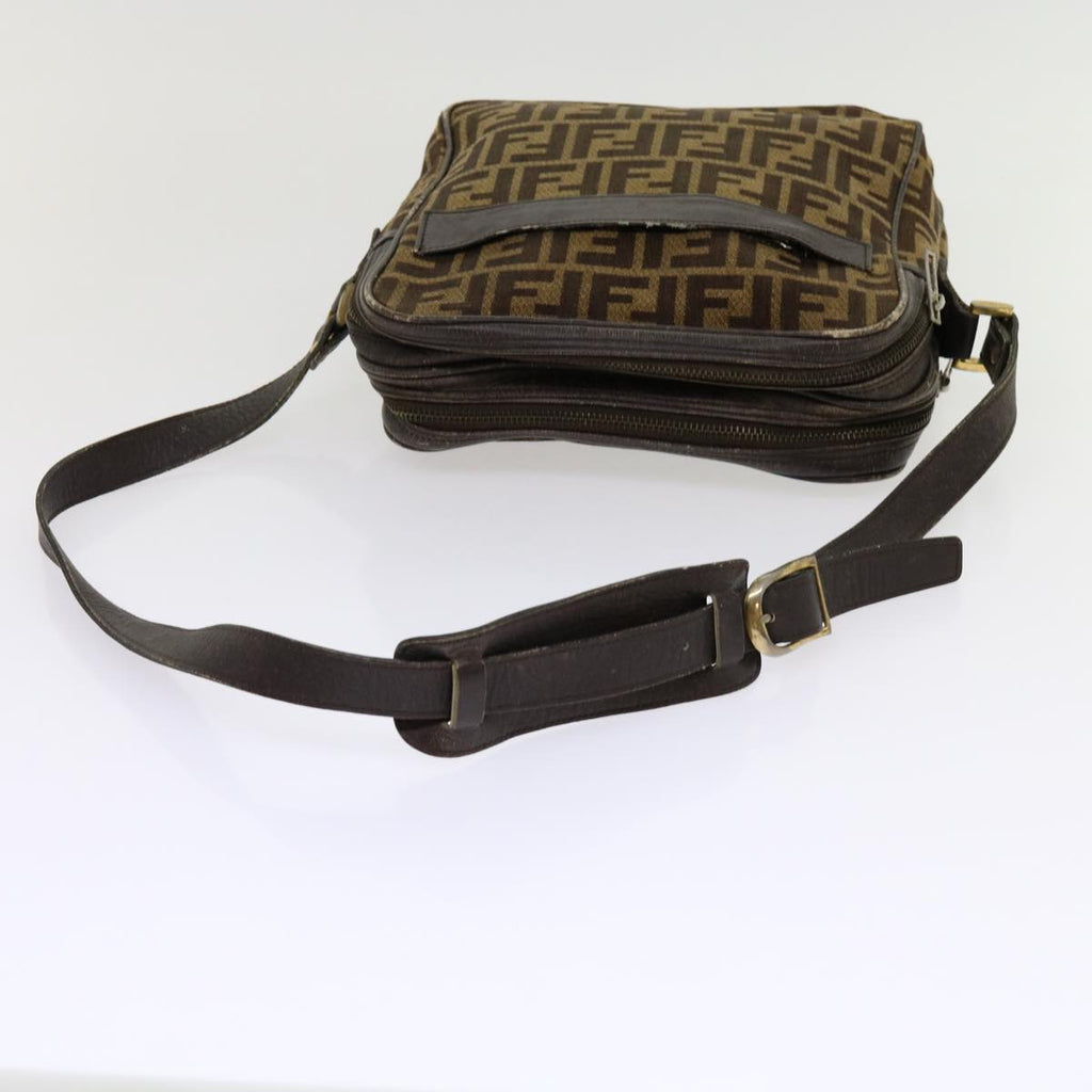 FENDI Zucca Canvas Shoulder Bag 2Set Brown Blackti1420