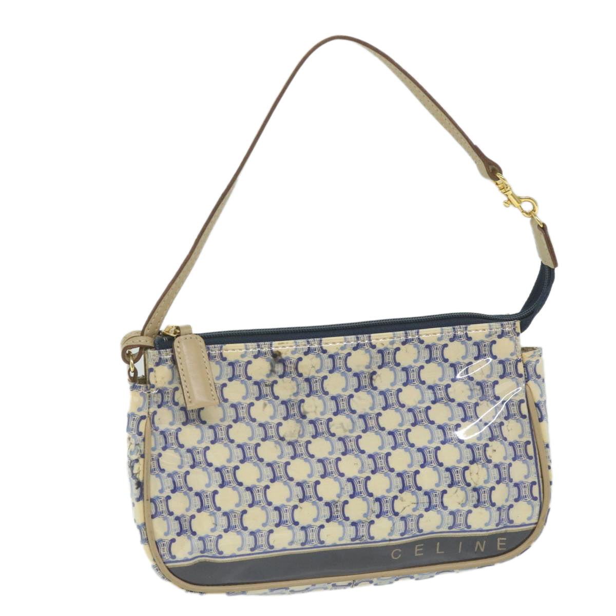 CELINE Macadam Canvas Accessory Pouch Blue  ti1422