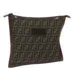 FENDI Zucca Canvas Pouch Black Brownti1423