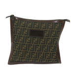 FENDI Zucca Canvas Pouch Black Brownti1423