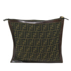 FENDI Zucca Canvas Pouch Black Brownti1423