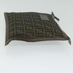 FENDI Zucca Canvas Pouch Black Brownti1423
