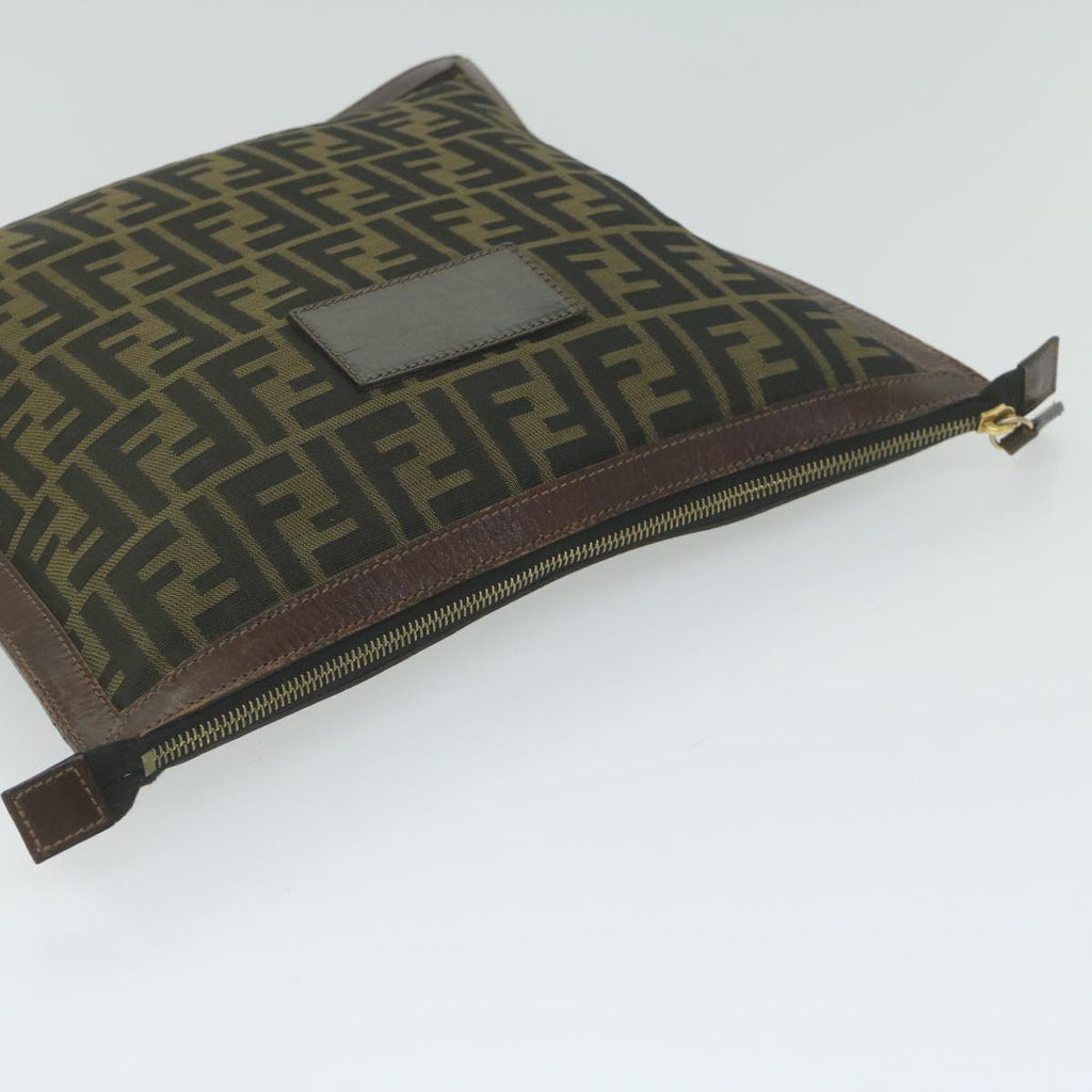 FENDI Zucca Canvas Pouch Black Brownti1423