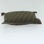 FENDI Zucca Canvas Pouch Black Brownti1423