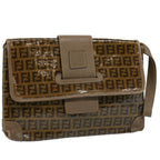 FENDI Zucchino Canvas Clutch Bag Brownti1424