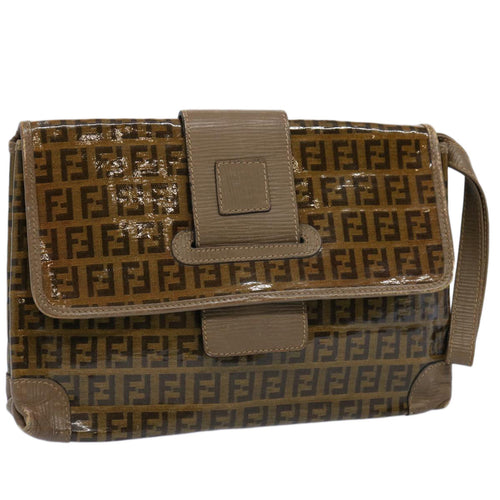 FENDI Zucchino Canvas Clutch Bag Brownti1424