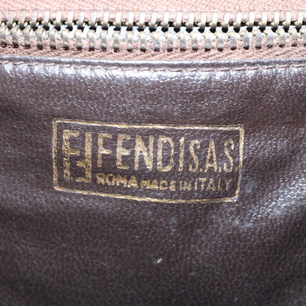 FENDI Zucchino Canvas Clutch Bag Brownti1424