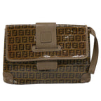 FENDI Zucchino Canvas Clutch Bag Brownti1424