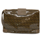 FENDI Zucchino Canvas Clutch Bag Brownti1424