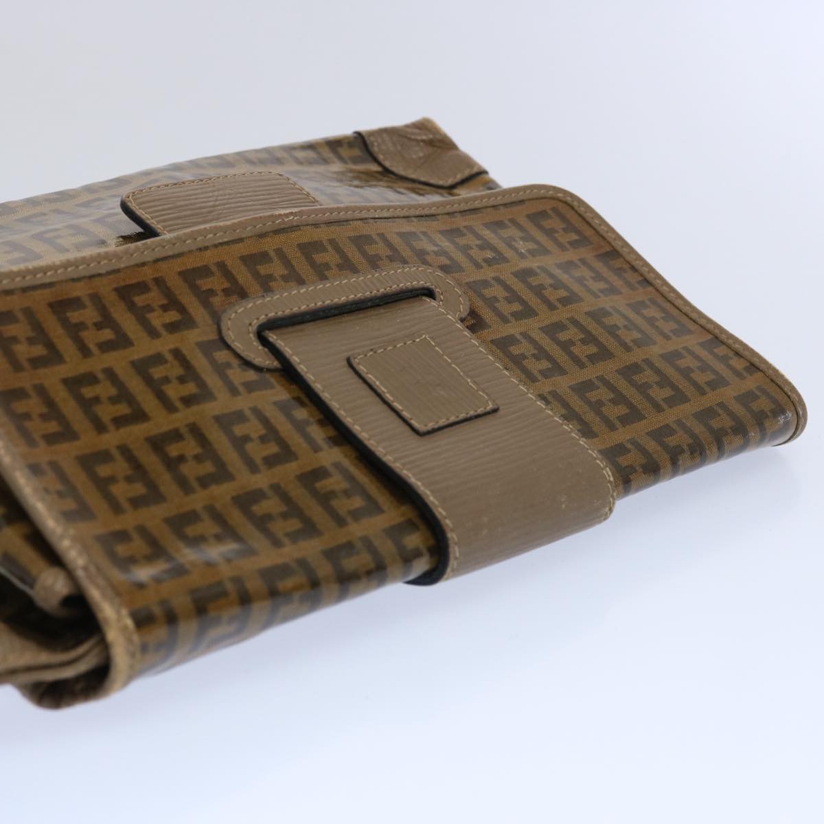 FENDI Zucchino Canvas Clutch Bag Brownti1424