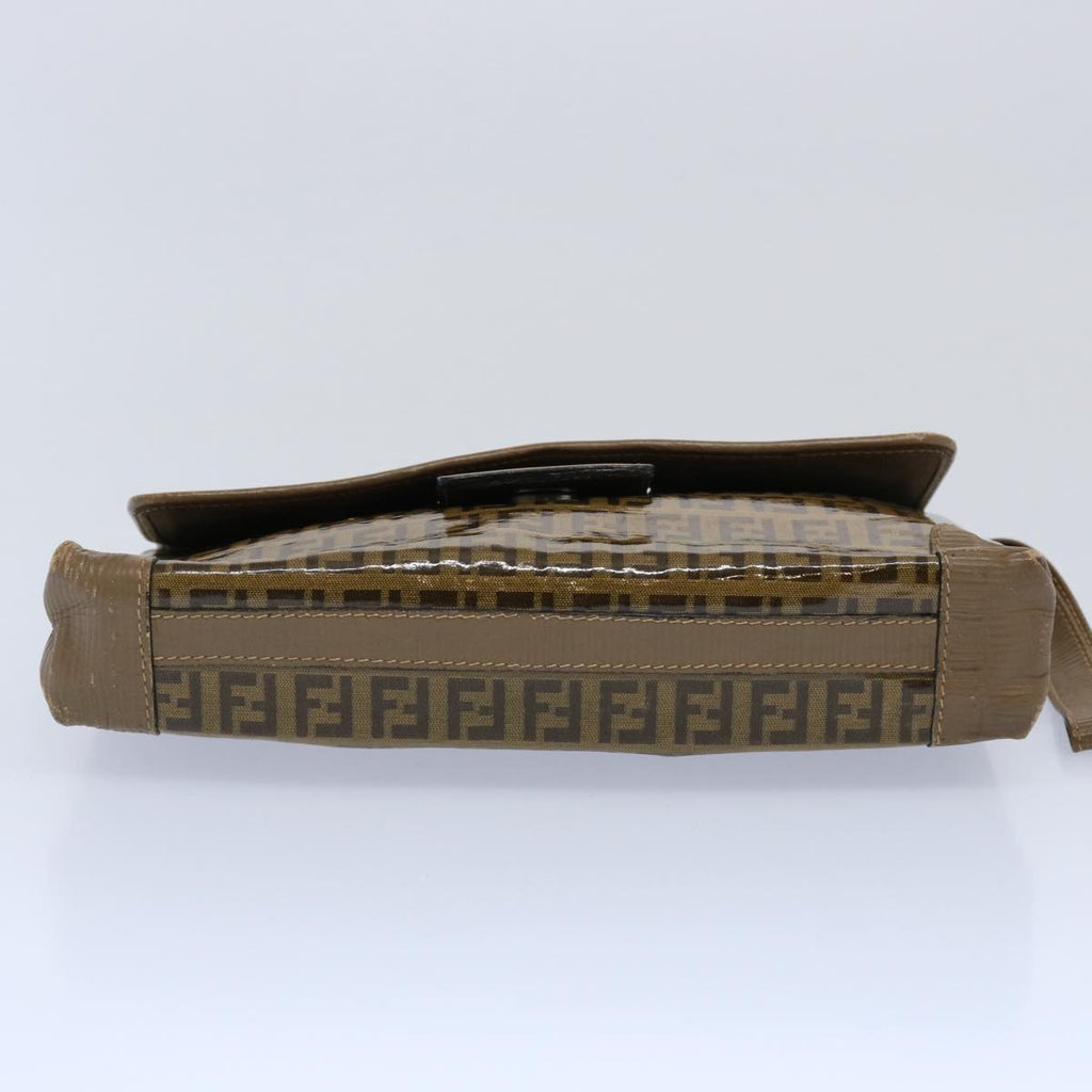FENDI Zucchino Canvas Clutch Bag Brownti1424