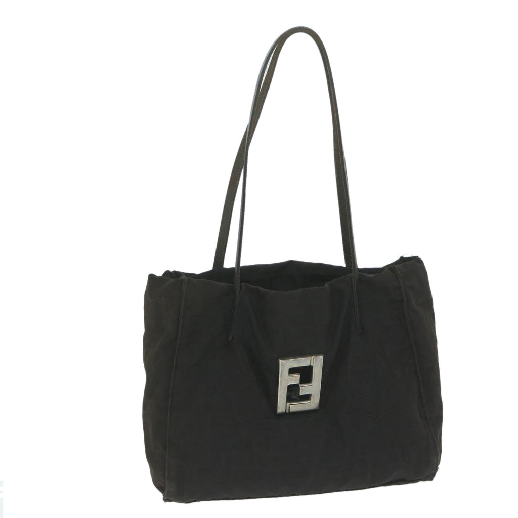 FENDI Zucca Canvas Shoulder Bag Blackti1473