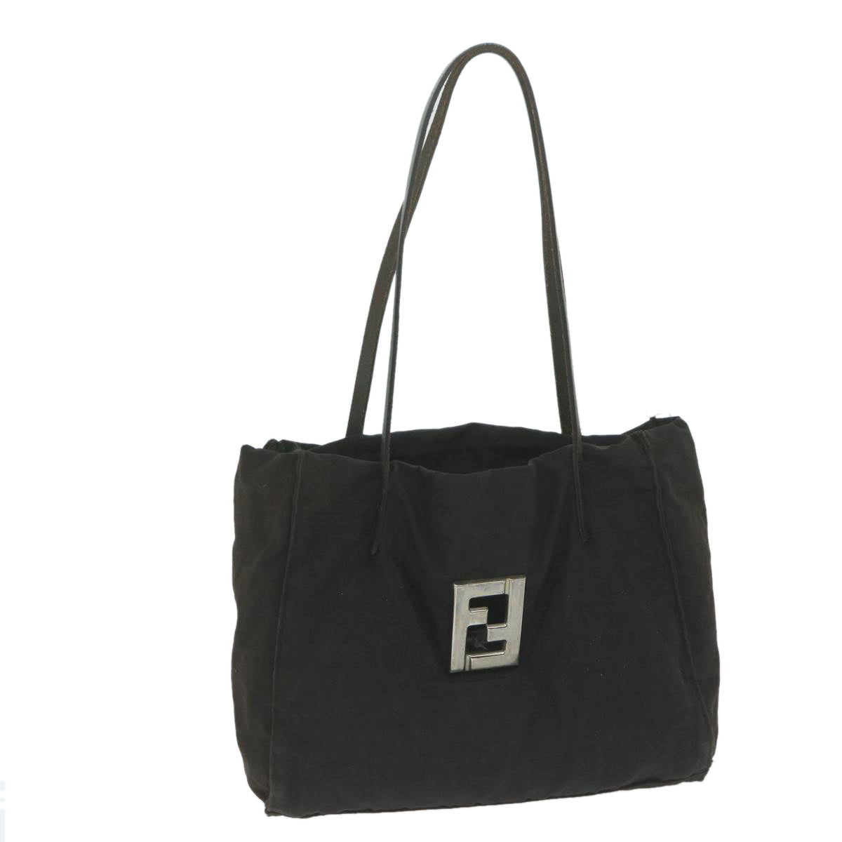 FENDI Zucca Canvas Shoulder Bag Blackti1473