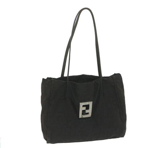 FENDI Zucca Canvas Shoulder Bag Blackti1473
