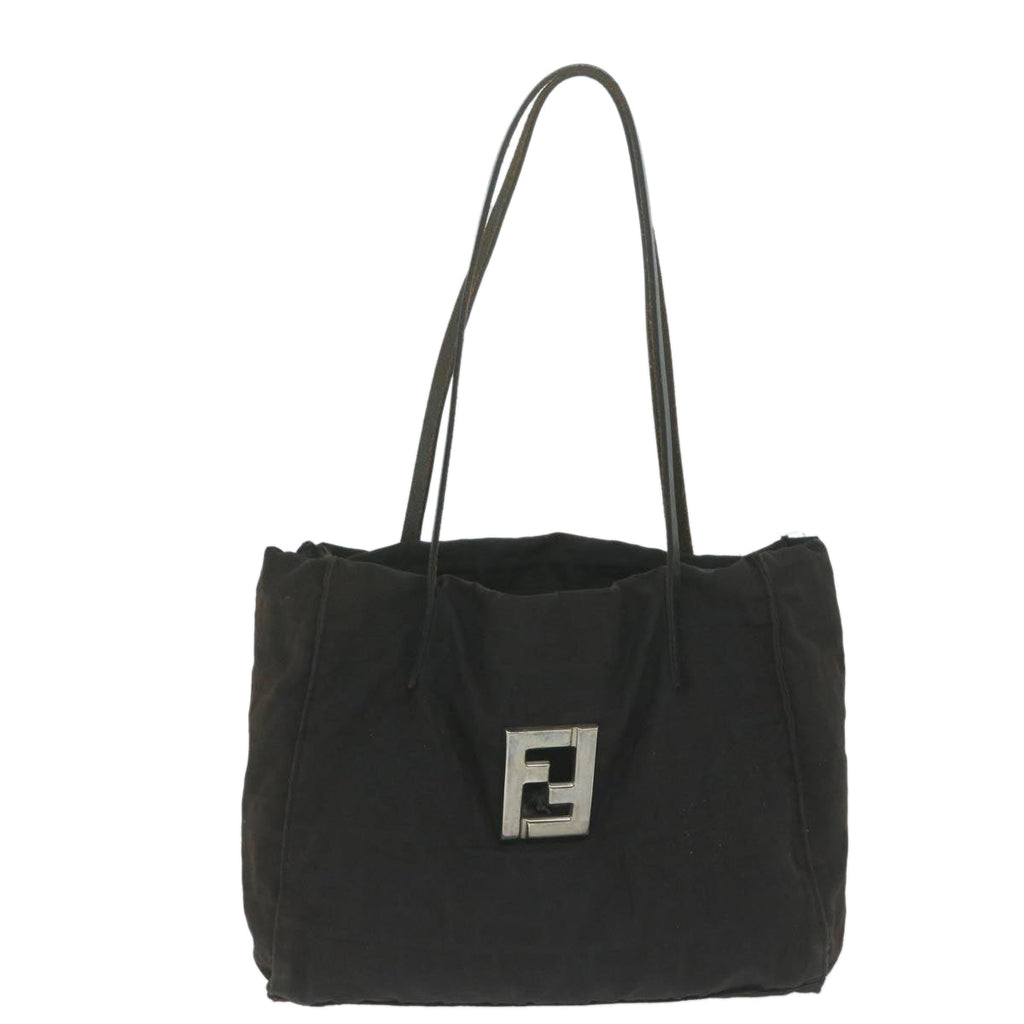 FENDI Zucca Canvas Shoulder Bag Blackti1473