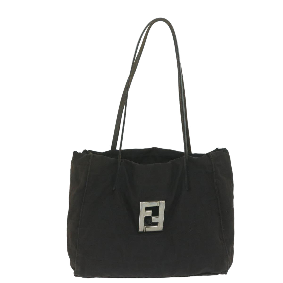 FENDI Zucca Canvas Shoulder Bag Blackti1473