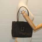FENDI Zucca Canvas Shoulder Bag Blackti1473