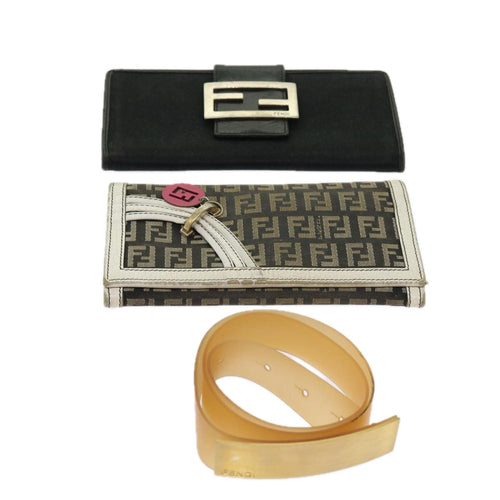 FENDI Zucchino Canvas Wallet 3Set Blackti1474