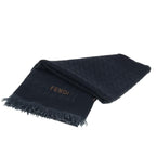 FENDI Zucchino Canvas Scarf Wool Blackti1475