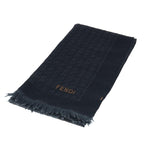 FENDI Zucchino Canvas Scarf Wool Blackti1475