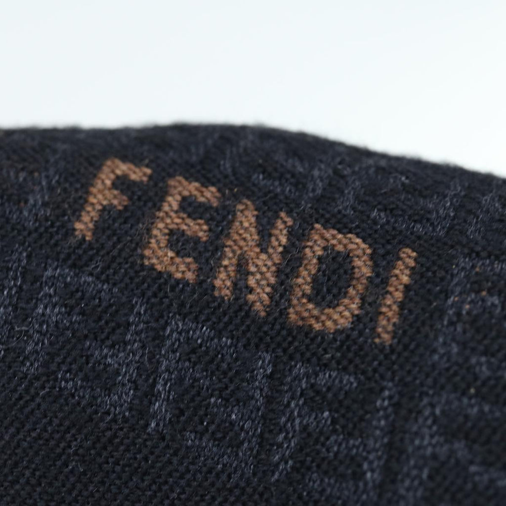 FENDI Zucchino Canvas Scarf Wool Blackti1475
