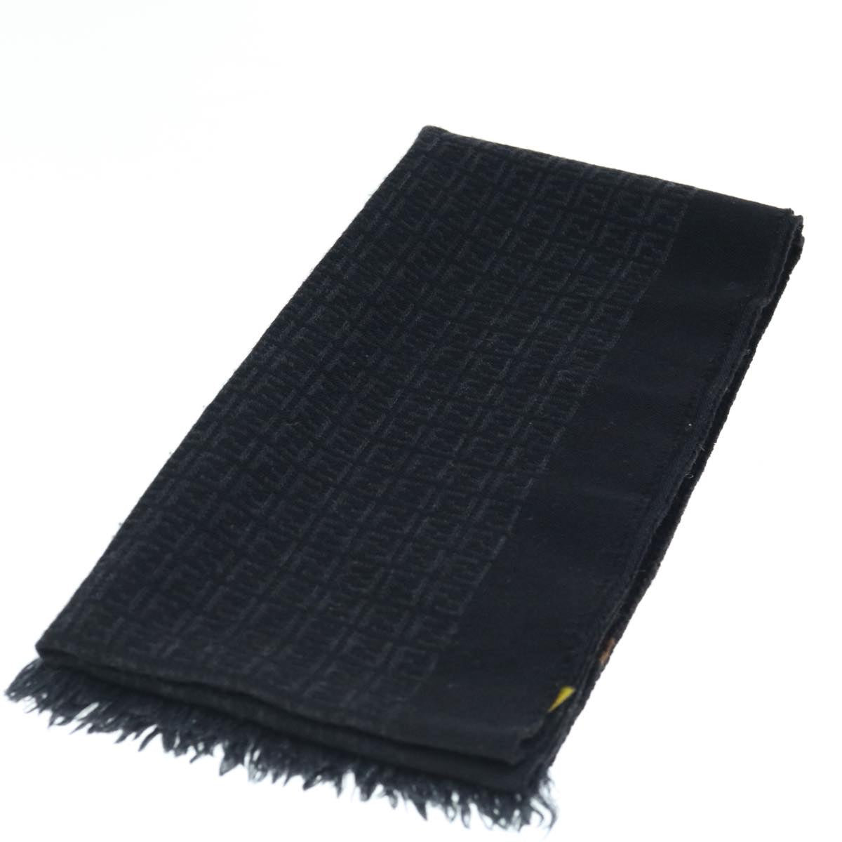 FENDI Zucchino Canvas Scarf Wool Blackti1475