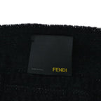 FENDI Zucchino Canvas Scarf Wool Blackti1475