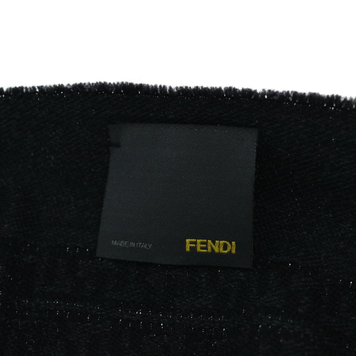 FENDI Zucchino Canvas Scarf Wool Blackti1475
