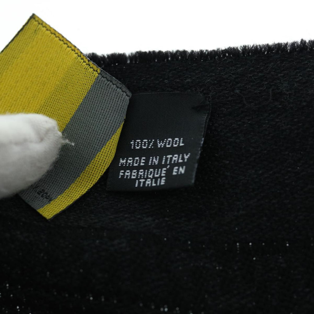 FENDI Zucchino Canvas Scarf Wool Blackti1475