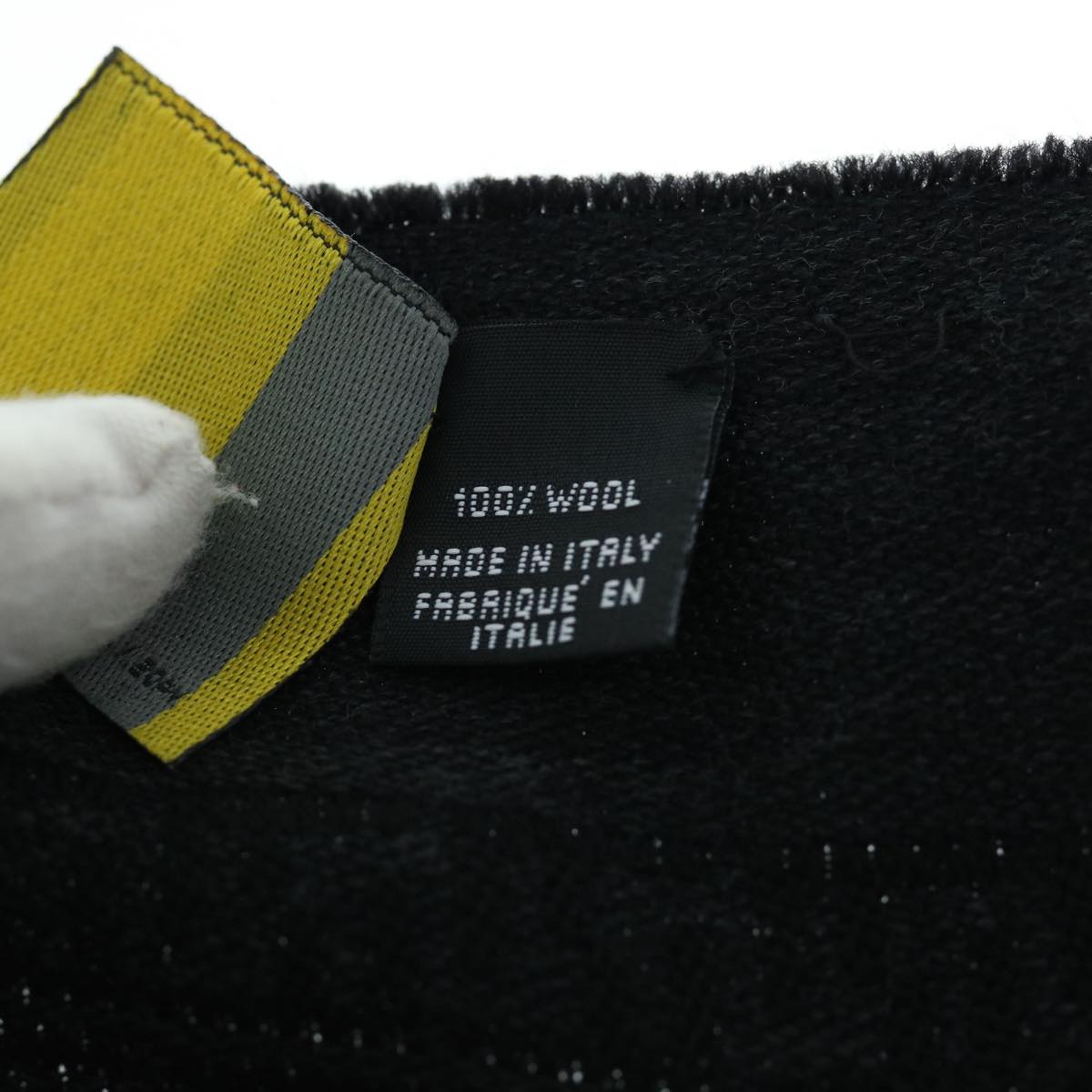 FENDI Zucchino Canvas Scarf Wool Blackti1475