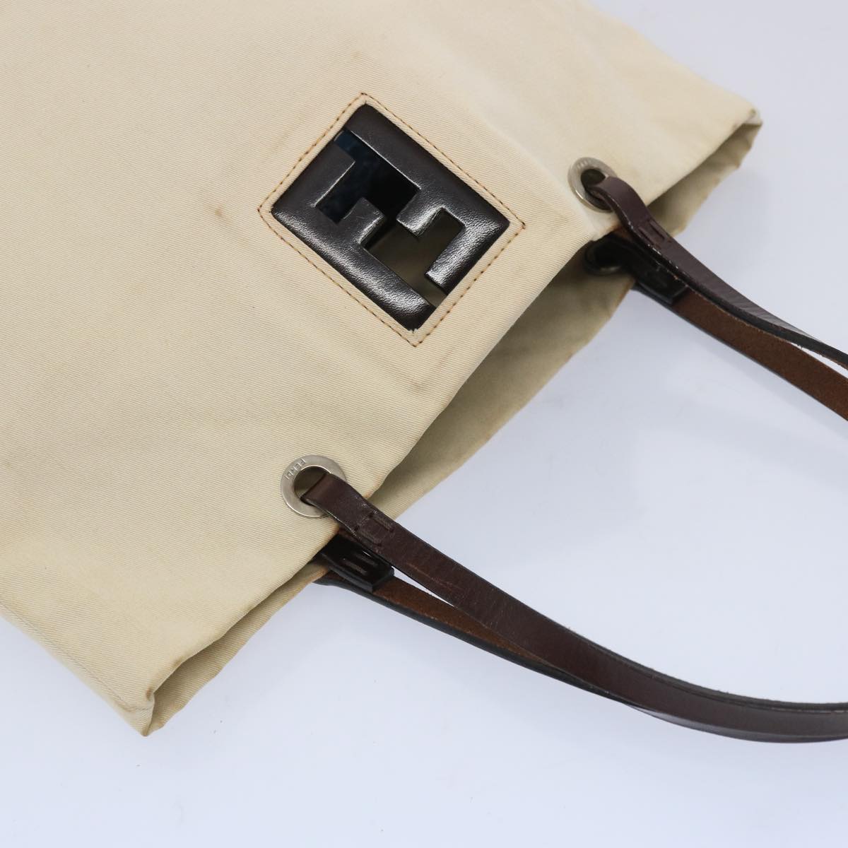 FENDI Tote Bag Canvas Beigeti1558