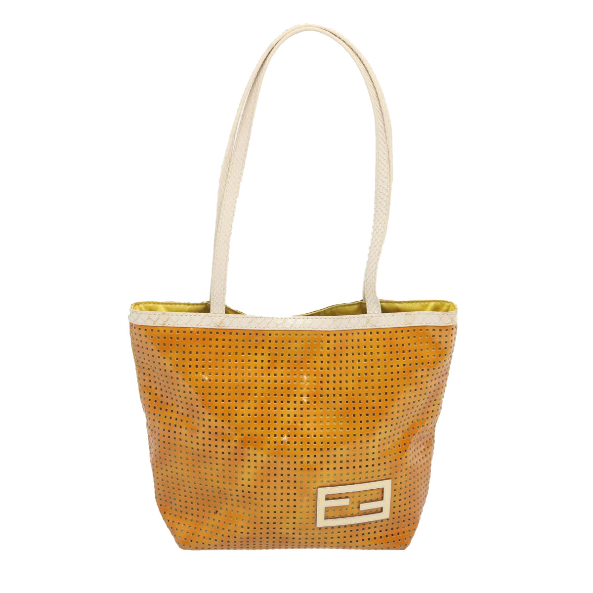 FENDI Tote Bag Patent leather Yellowti1601