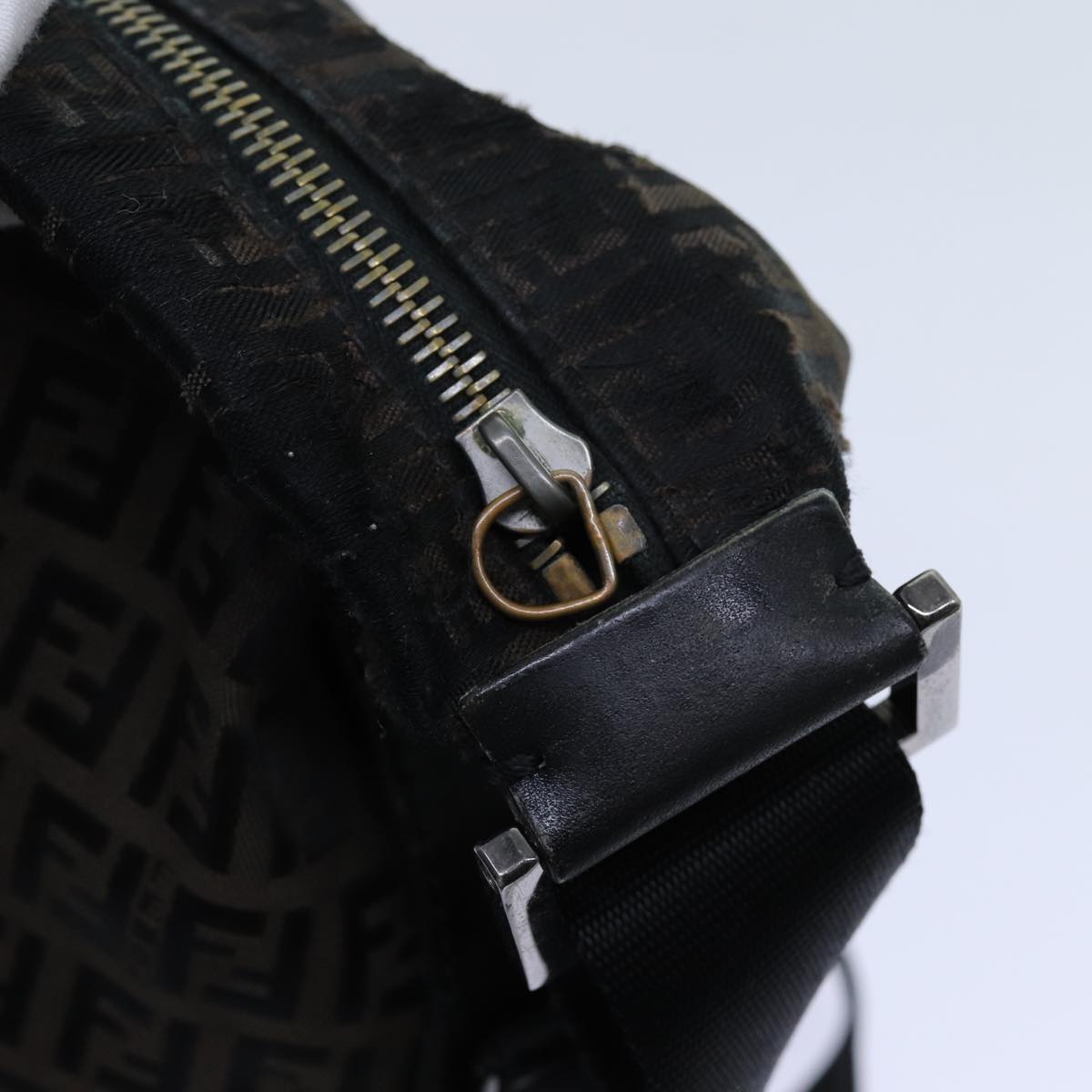 FENDI Zucchino Canvas Shoulder Bag 2Set Black Brownti1610