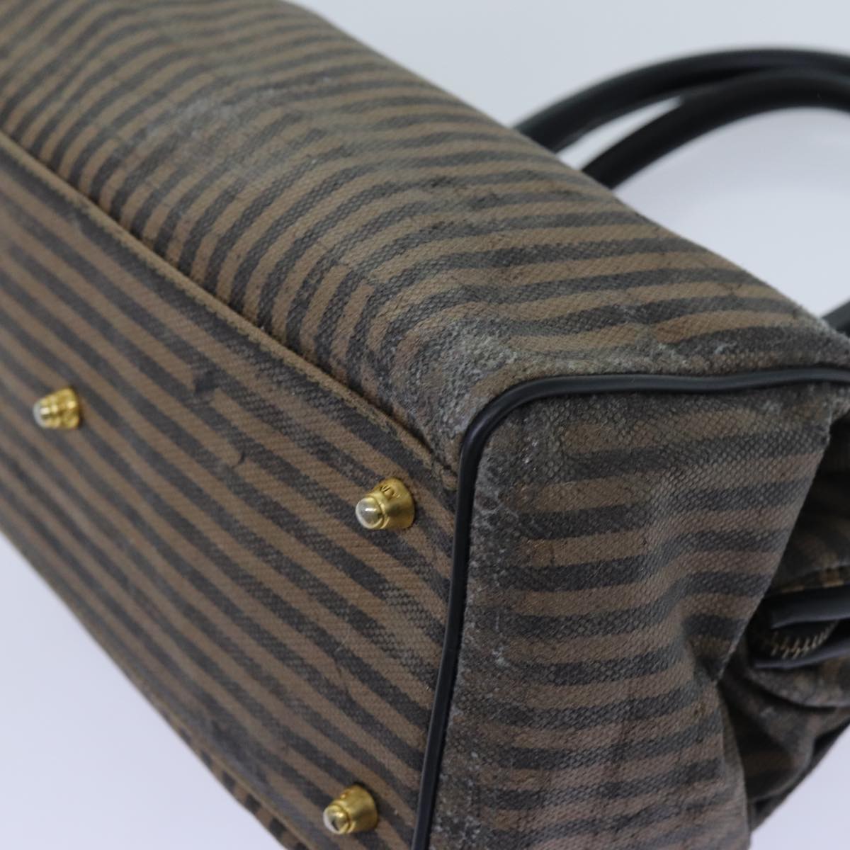 FENDI Zucchino Canvas Shoulder Bag 2Set Black Brownti1610