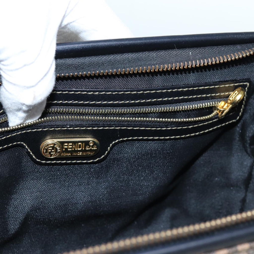 FENDI Zucchino Canvas Shoulder Bag 2Set Black Brownti1610