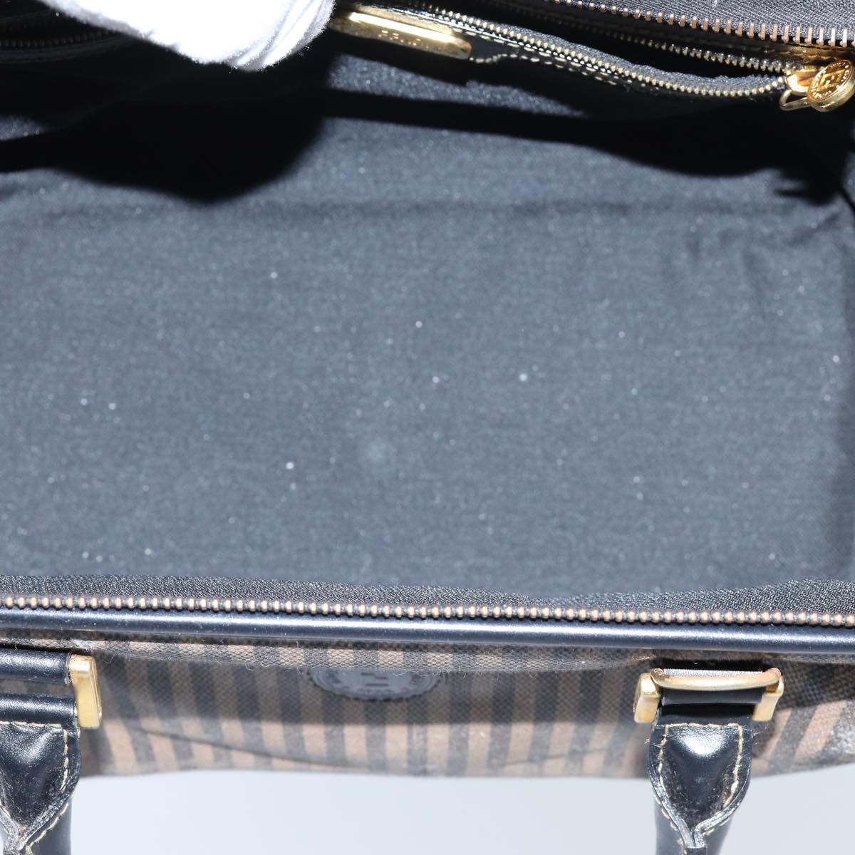 FENDI Zucchino Canvas Shoulder Bag 2Set Black Brownti1610